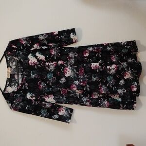 so rad | Black, teal and purple floral skater dress | Juniors S